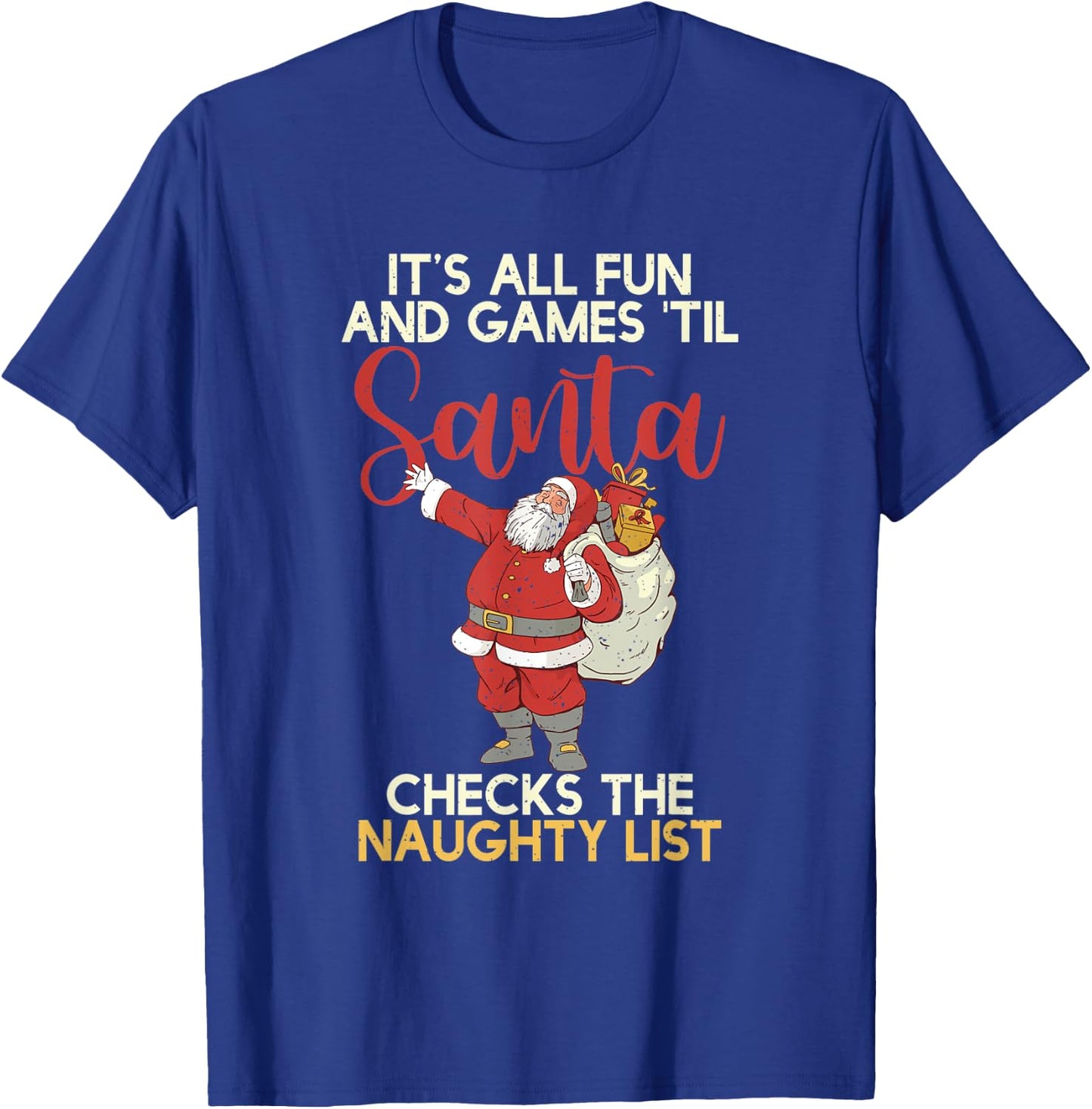 Christmas Distressed Retro Funny Santa T-Shirt - T-Shirt | Royal