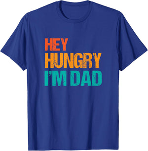 Hey Hungry I'm Dad Funny Father's Day Dad's Retro T-Shirt - T-Shirt | Royal