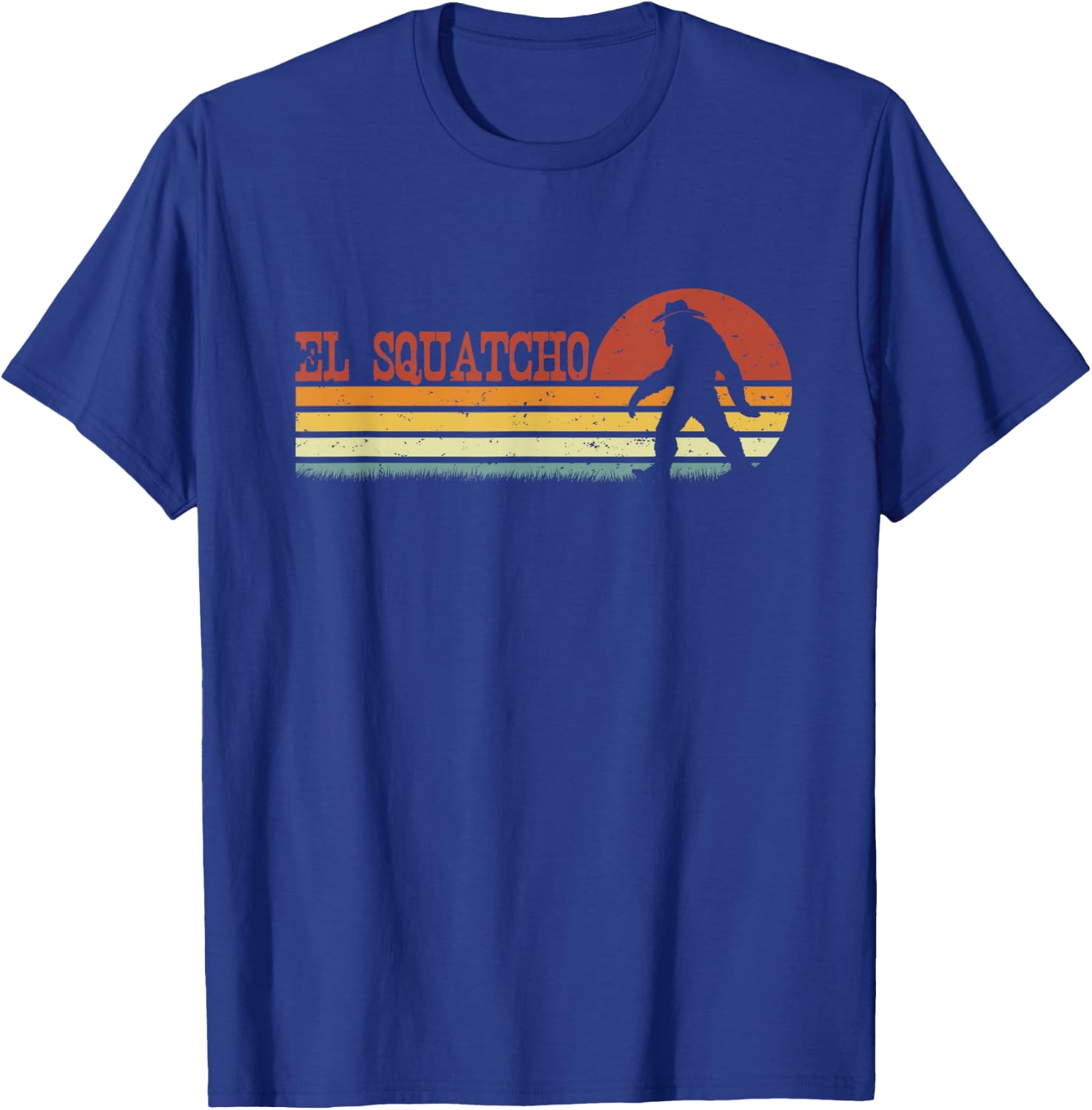 El Squatcho - Funny Retro Stripes Bigfoot Cinco de Mayo T-Shirt - T-Shirt | Royal