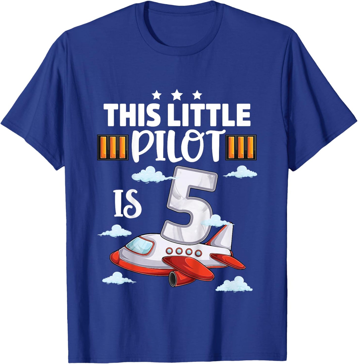 5 year old Boy Girl Airplane Pilot 5th Birthday Aircraft T-Shirt - T-Shirt | Royal