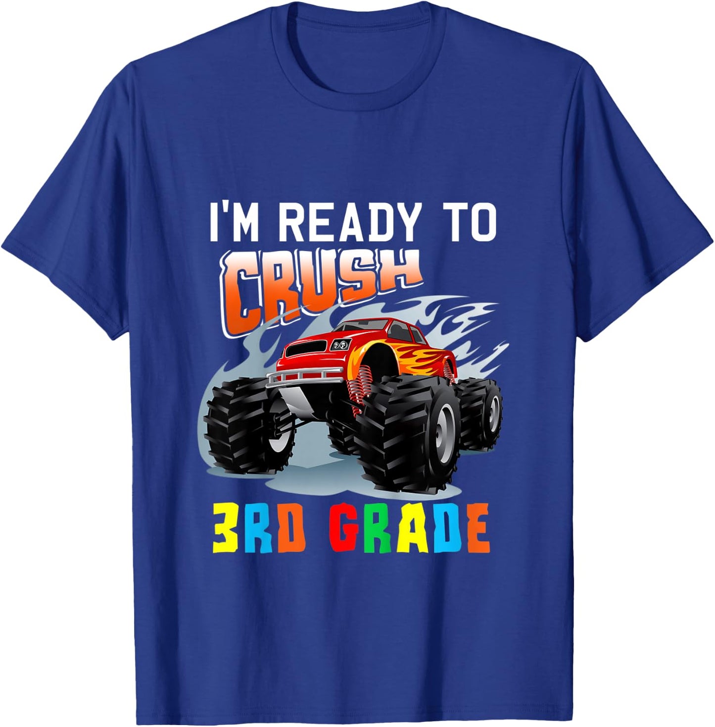 Kids Crush 3rd Grade Monster Truck Boys Funny Back to School T-Shirt - T-Shirt | Royal