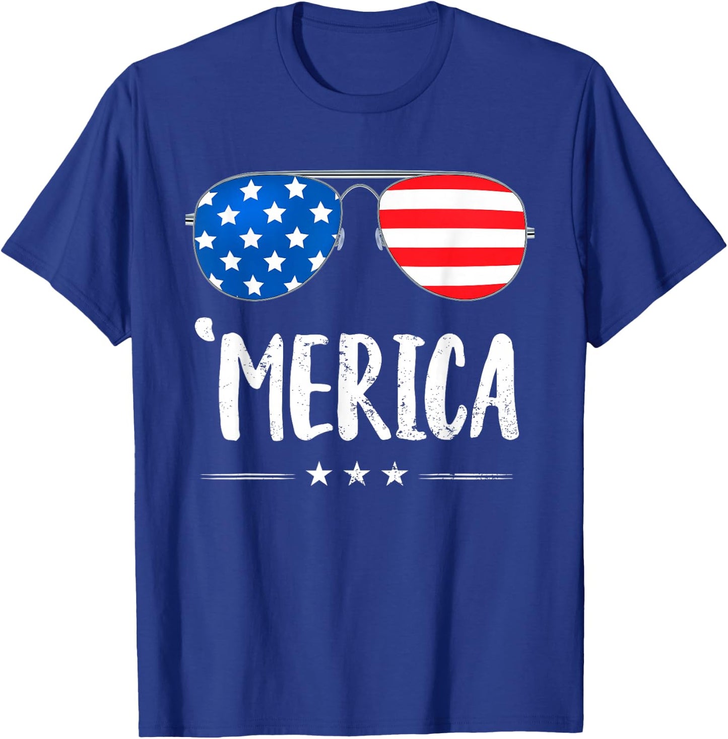 Merica Sunglasses 4th of July Boys Girls USA Flag Patriotic T-Shirt - T-Shirt | Royal