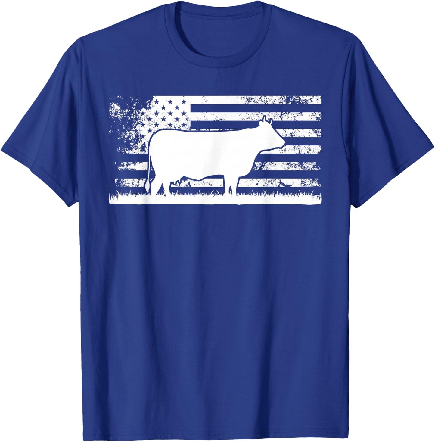 USA American Flag - America Cow Charolais Rancher T-Shirt - T-Shirt | Royal