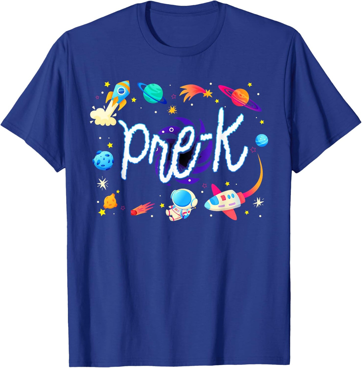 Pre-K Astronaut Planets Space Back To School Techer Kids T-Shirt - T-Shirt | Royal