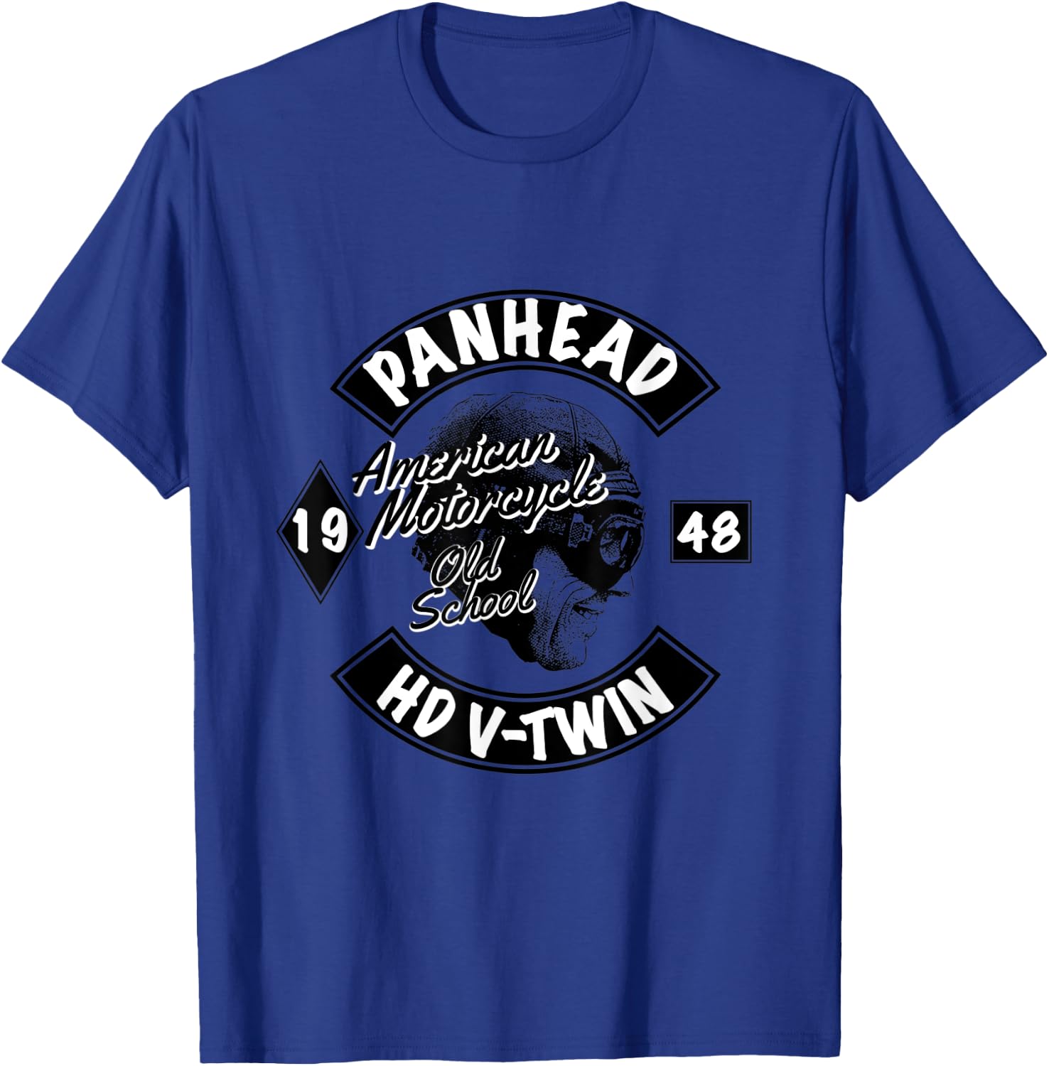 Classic Vintage HD Panhead Motorcycle V-Twin 1948 Helmet T-Shirt - T-Shirt | Royal