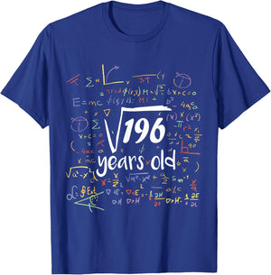 Square Root Of 196 - 14th Birthday 14 Year Old Math Bday T-Shirt - T-Shirt | Royal