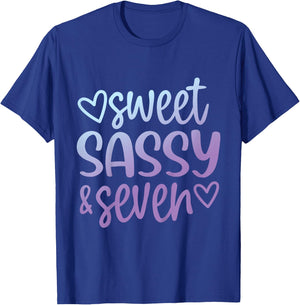 Tie Dye Sweet Sassy and Seven 7th Birthday Girls 7 Years Old T-Shirt - T-Shirt | Royal