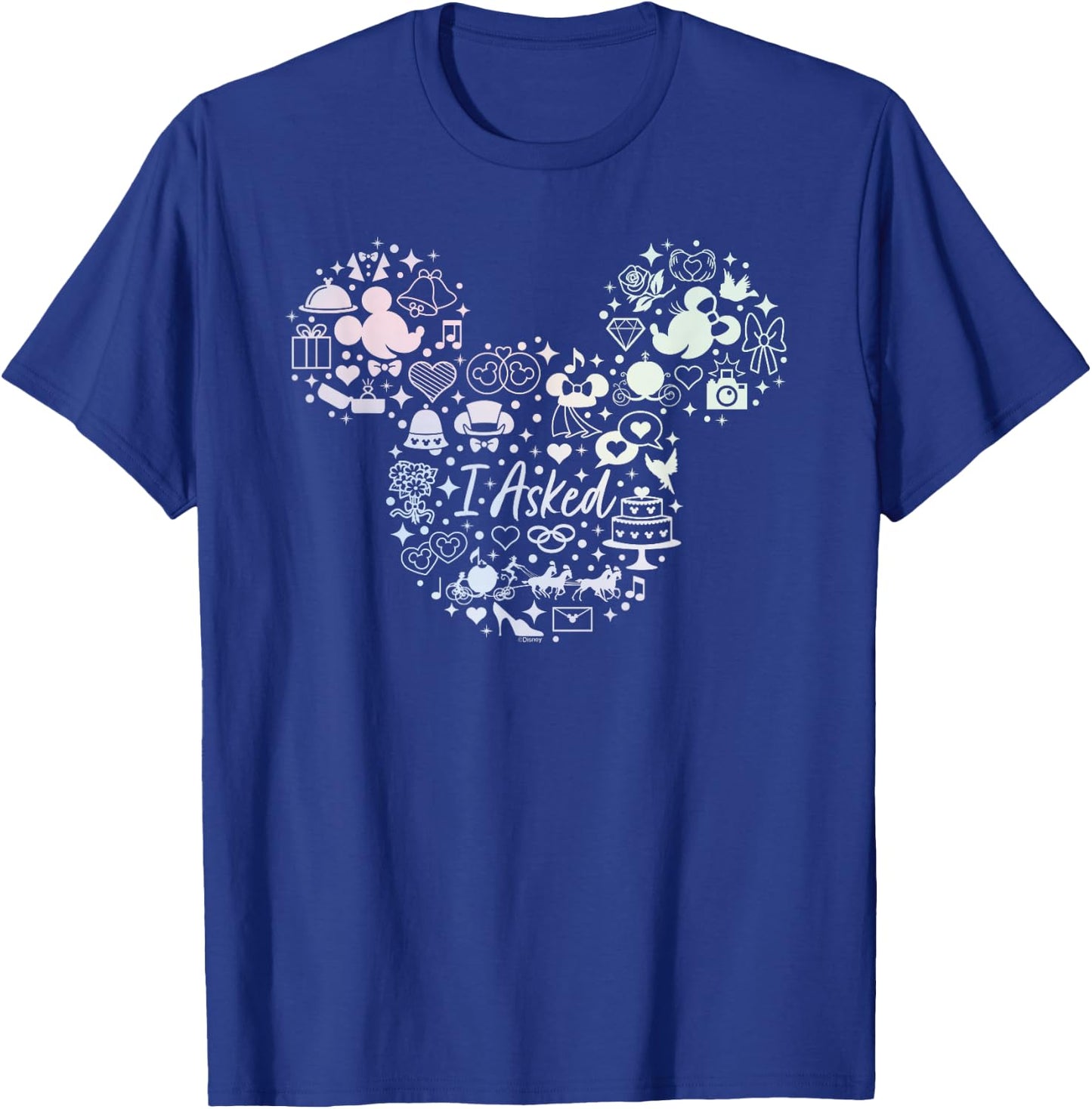 Disney I Asked Engagement Proposal Mickey Head Icon T-Shirt - T-Shirt | Royal