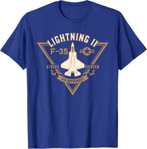 F 35 Jet Fighter Military Aircraft Design T-Shirt - T-Shirt | Royal