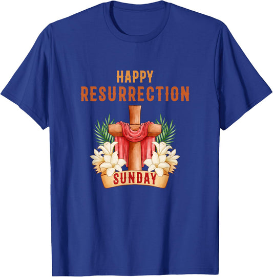 Happy Resurrection Sunday - Easter Jesus Christian Church T-Shirt - T-Shirt | Royal