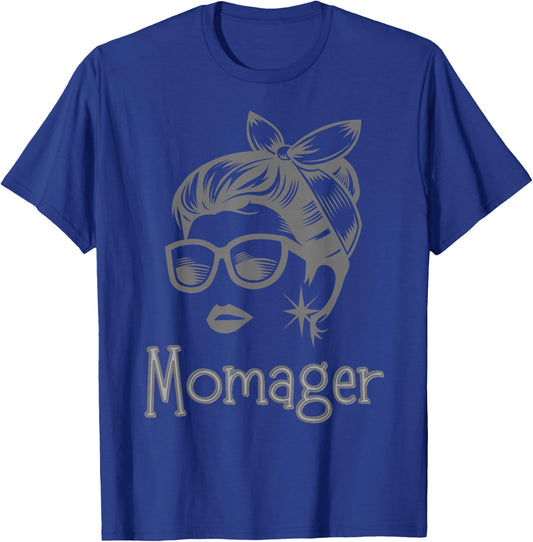 Momager Retro Messy Bun Sunglasses Drama Mama Stage Mother T-Shirt - T-Shirt | Royal