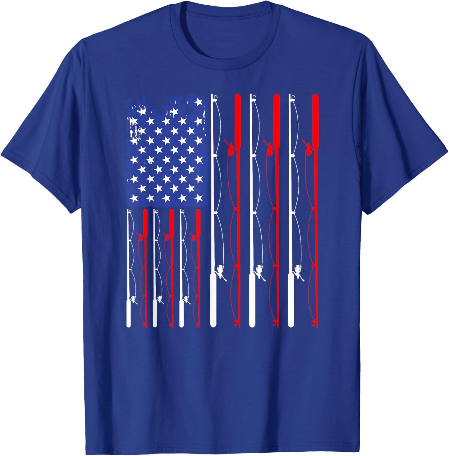 American Flag Fishing Rod Fishing Lover T-Shirt - T-Shirt | Royal
