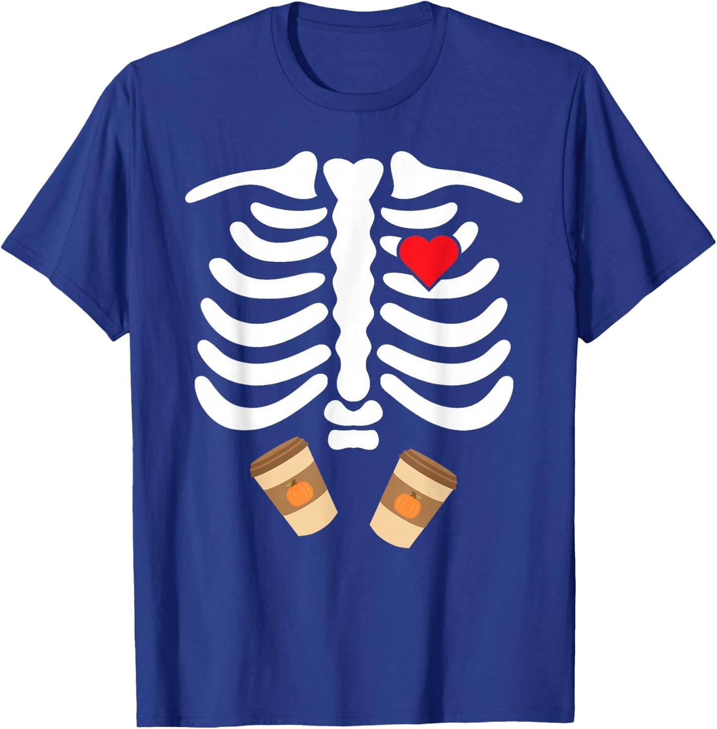 Halloween Skeleton Food Belly Pumpkin Spice T Shirt T-Shirt - T-Shirt | Royal