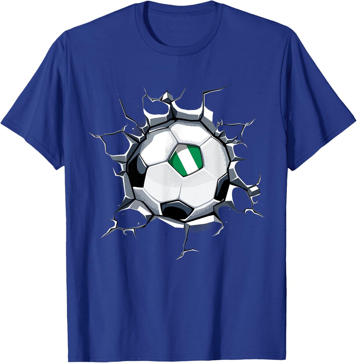 Nigeria Soccer Fans Jersey Nigerian Football Cracked Wall T-Shirt - T-Shirt | Royal