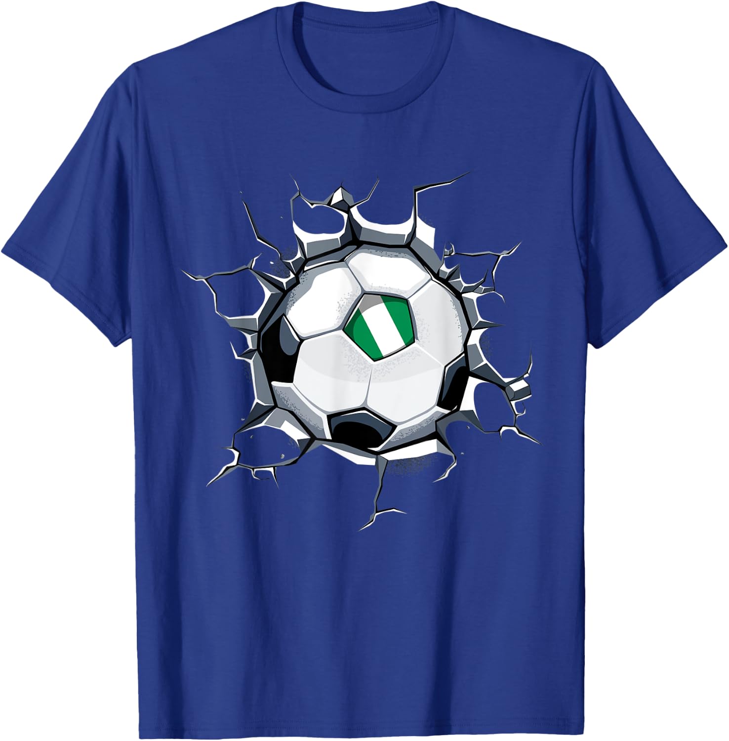 Nigeria Soccer Fans Jersey Nigerian Football Cracked Wall T-Shirt - T-Shirt | Royal
