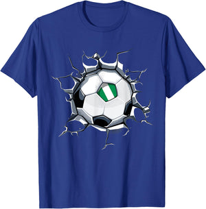 Nigeria Soccer Fans Jersey Nigerian Football Cracked Wall T-Shirt - T-Shirt | Royal