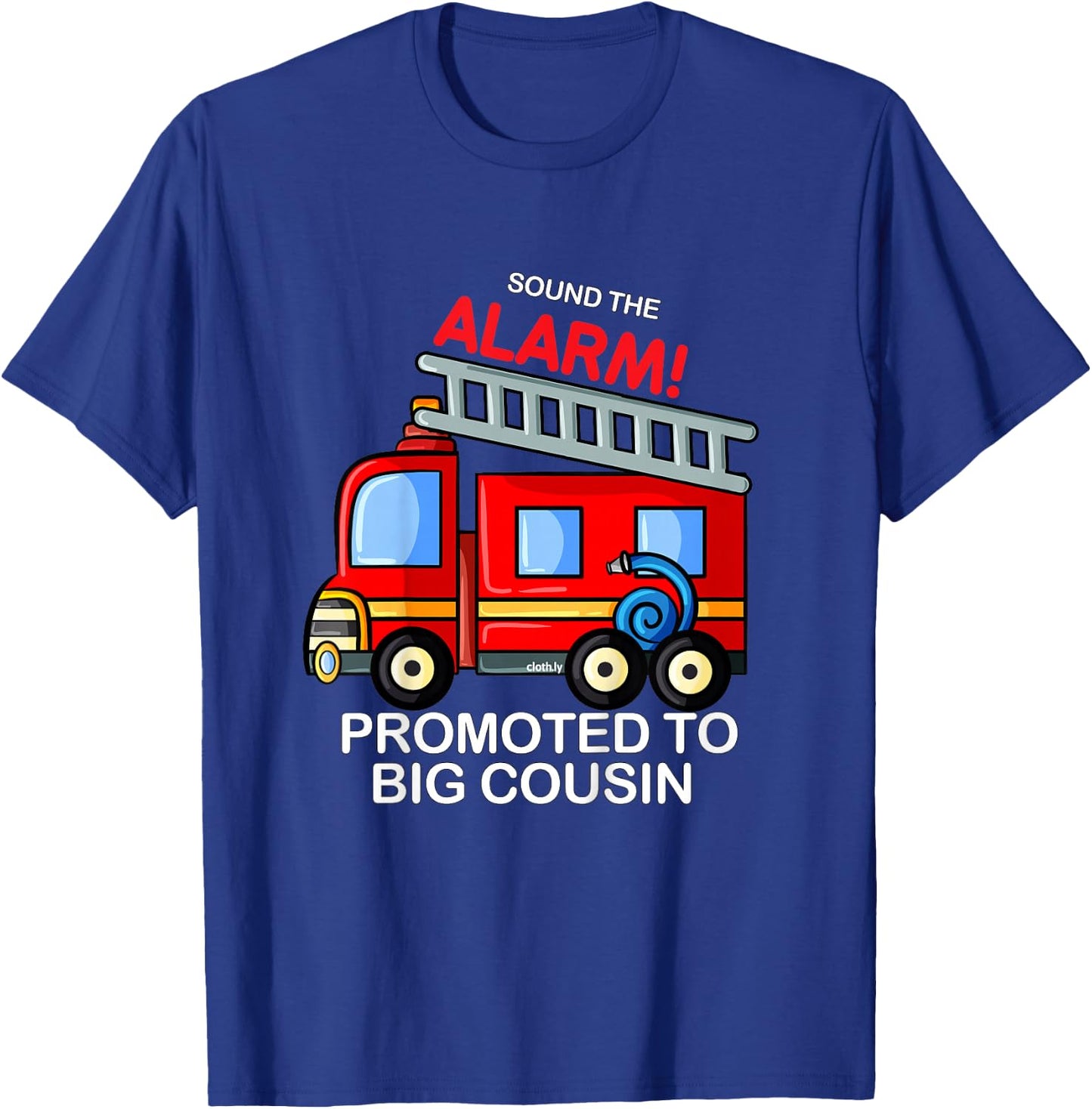 Kids Promoted to Big Cousin Boy Firetruck T-Shirt - T-Shirt | Royal