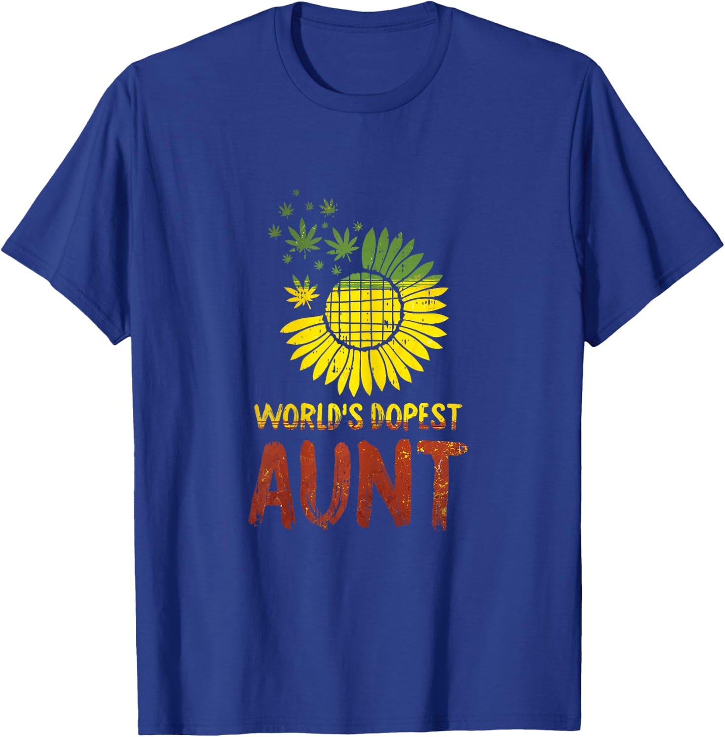 Worlds Dopest Aunt Weed Marijuana 420 Stoner Gifts T-Shirt - T-Shirt | Royal