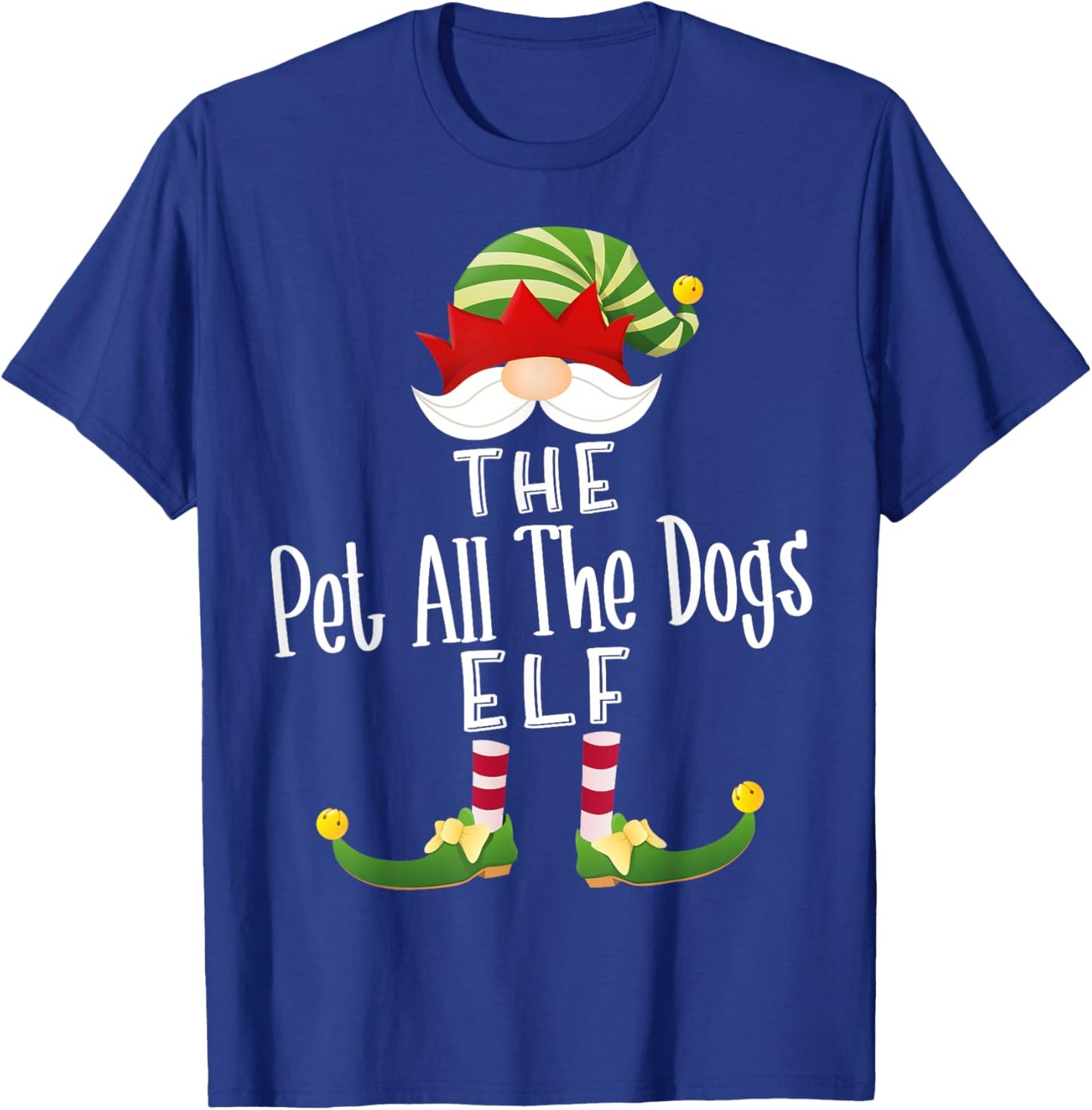 Pet All The Dogs Elf Group Christmas Funny Pajama Party T-Shirt - T-Shirt | Royal