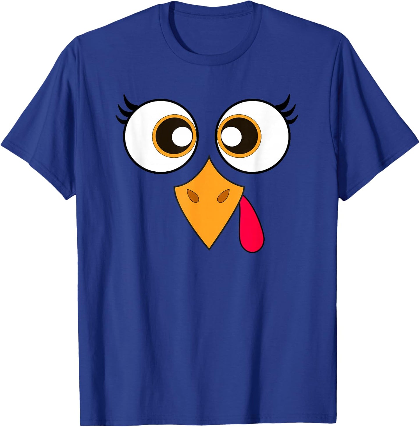 Cute Thanksgiving Turkey Face Women Girls Turkey Day T-Shirt - T-Shirt | Royal