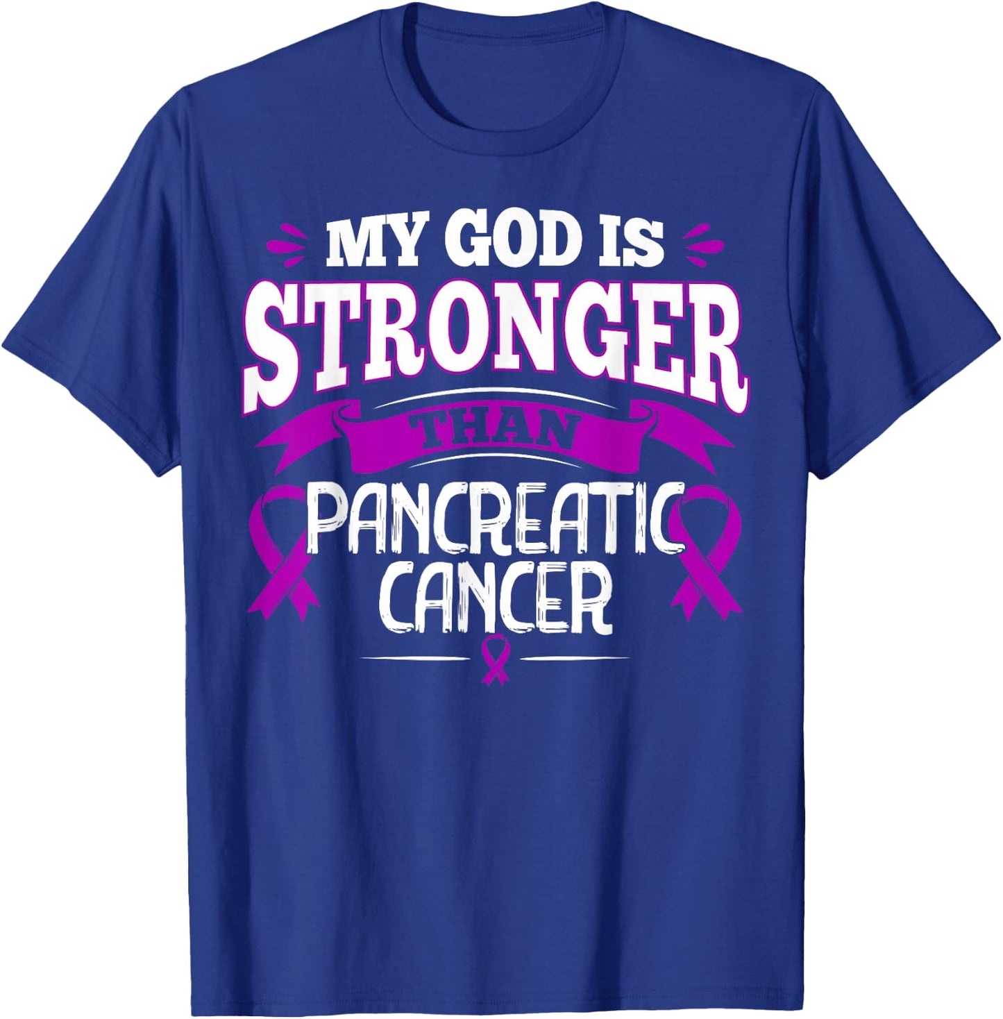 Purple Awareness Ribbon - Pancreatic Cancer Survivor T-Shirt - T-Shirt | Royal