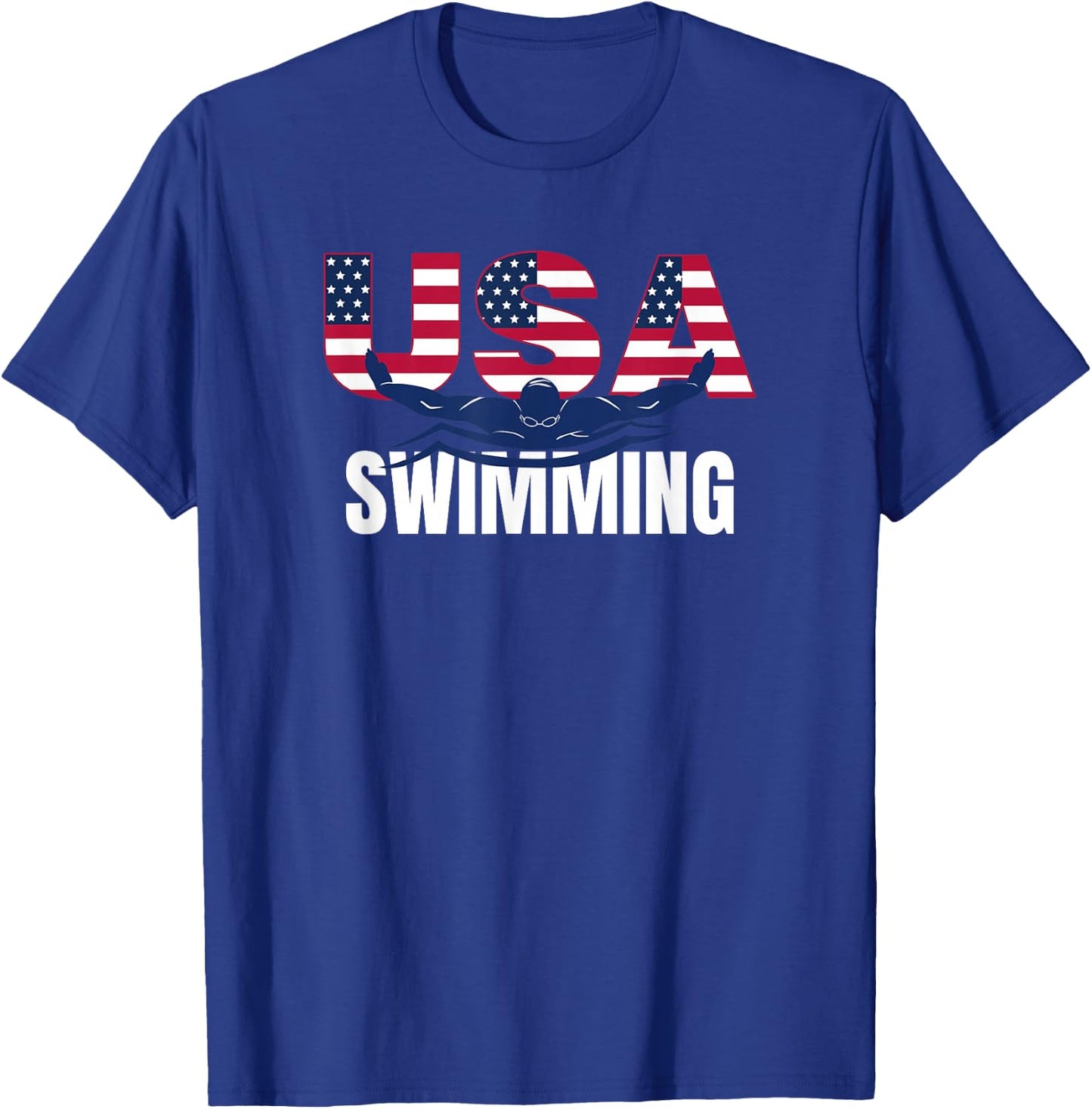 USA Swimming Athlete Summer US Swim Aquatic Sport Letters T-Shirt - T-Shirt | Royal