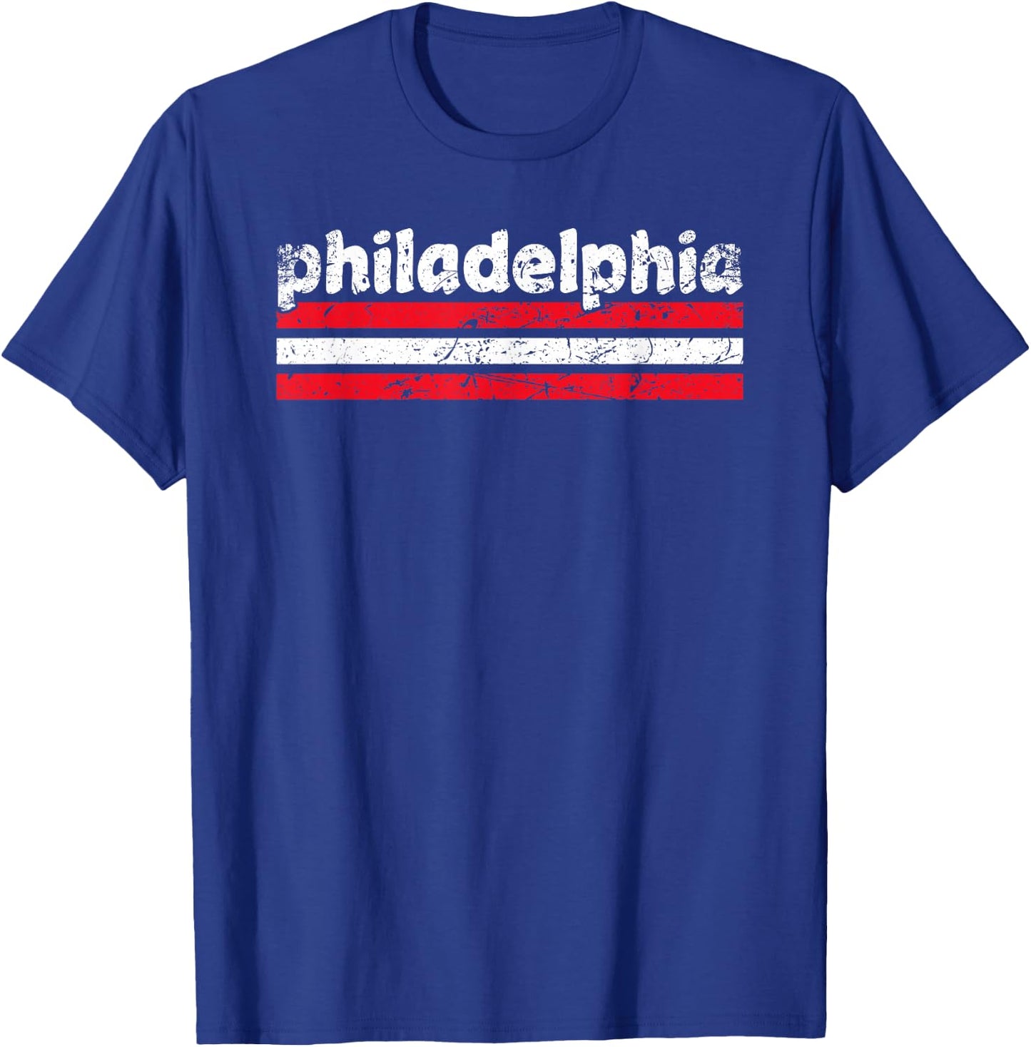 Philadelphia Pennsylvania Three Stripe Vintage Weathered T-Shirt - T-Shirt | Royal