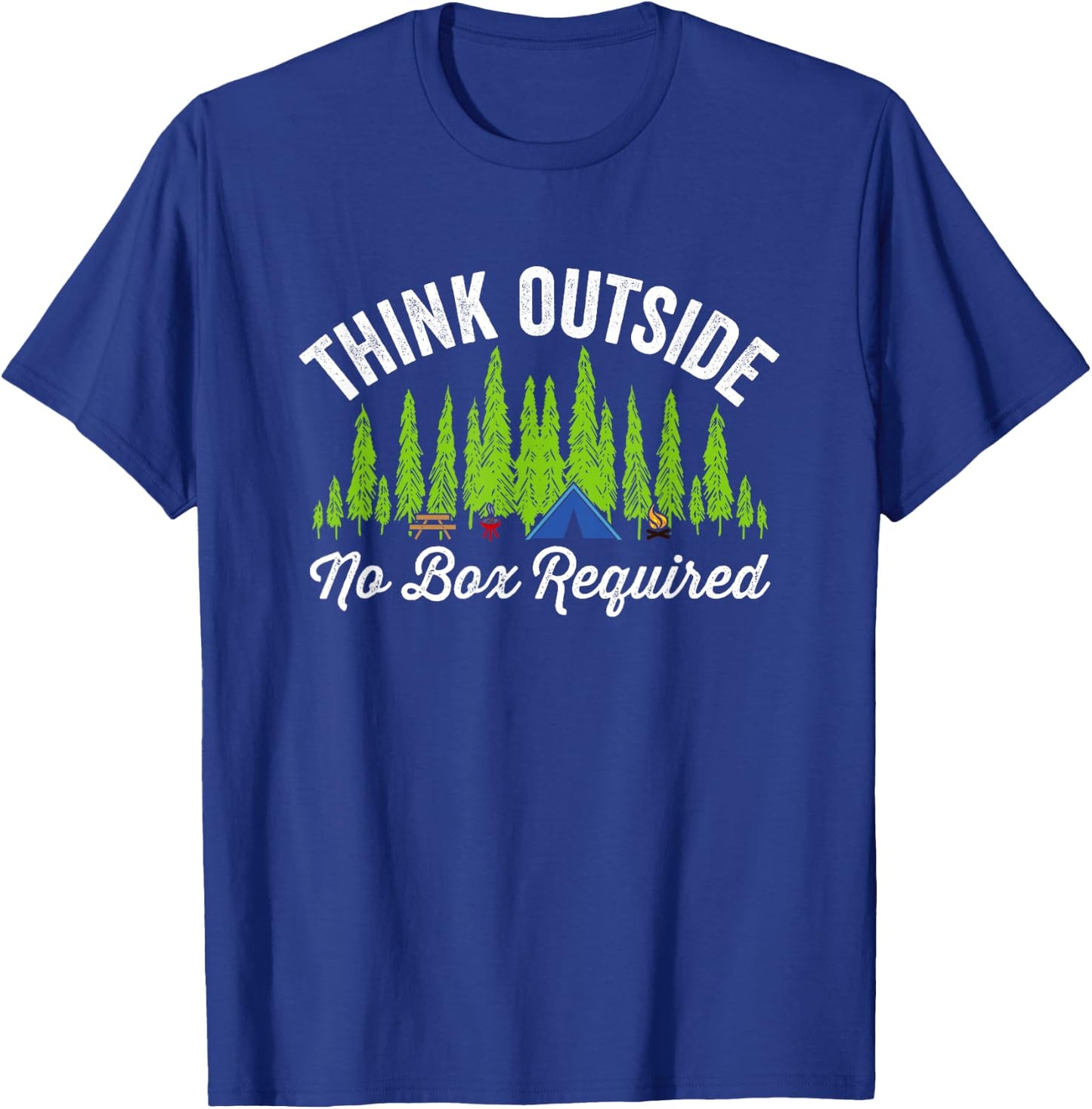 Think Outside No Box Required Outdoors Camp T-Shirt - T-Shirt | Royal