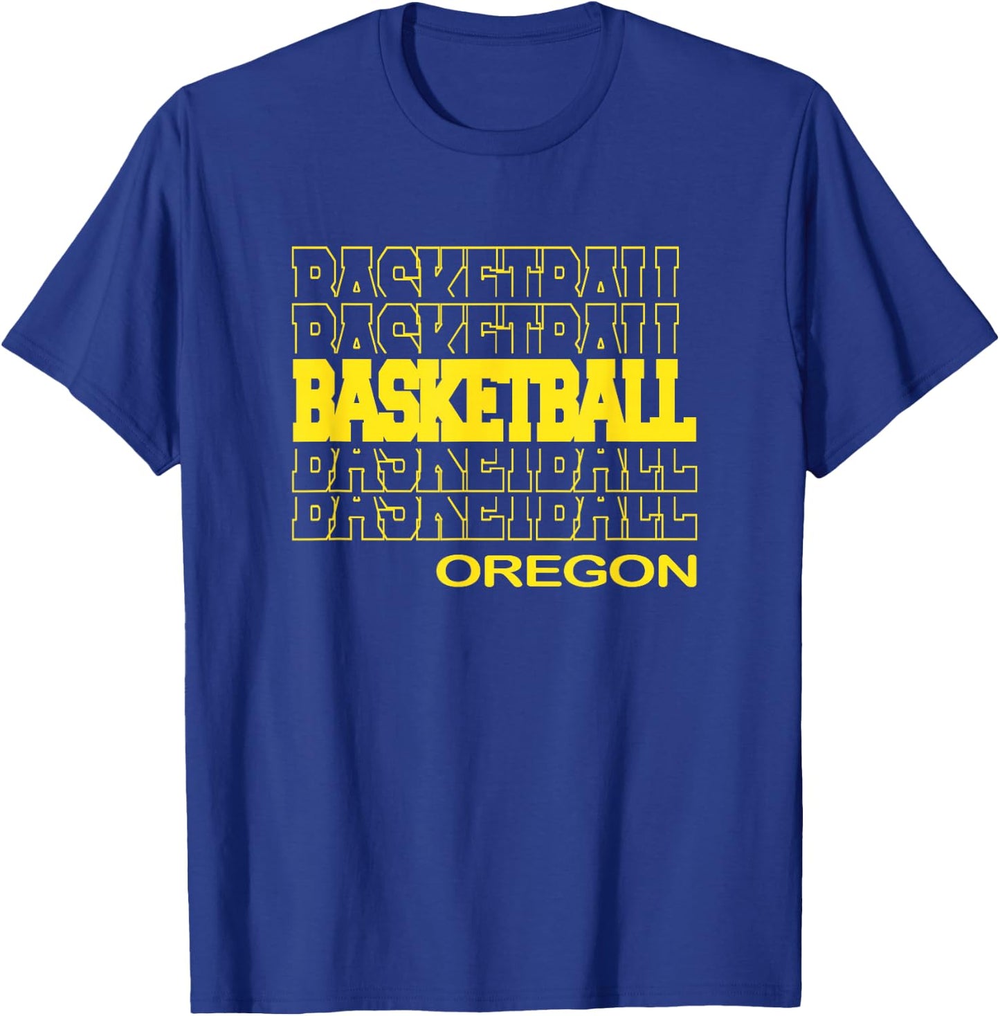 Basketball Oregon in Modern Stacked Lettering T-Shirt - T-Shirt | Royal