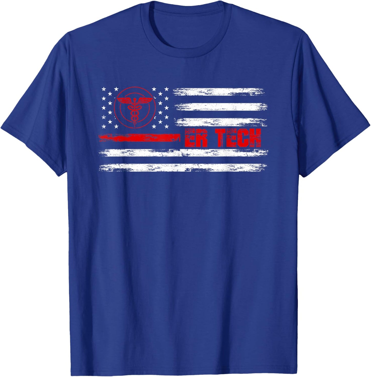 ER Tech US Flag Emergency Room Technologists ER Technicians T-Shirt - T-Shirt | Royal