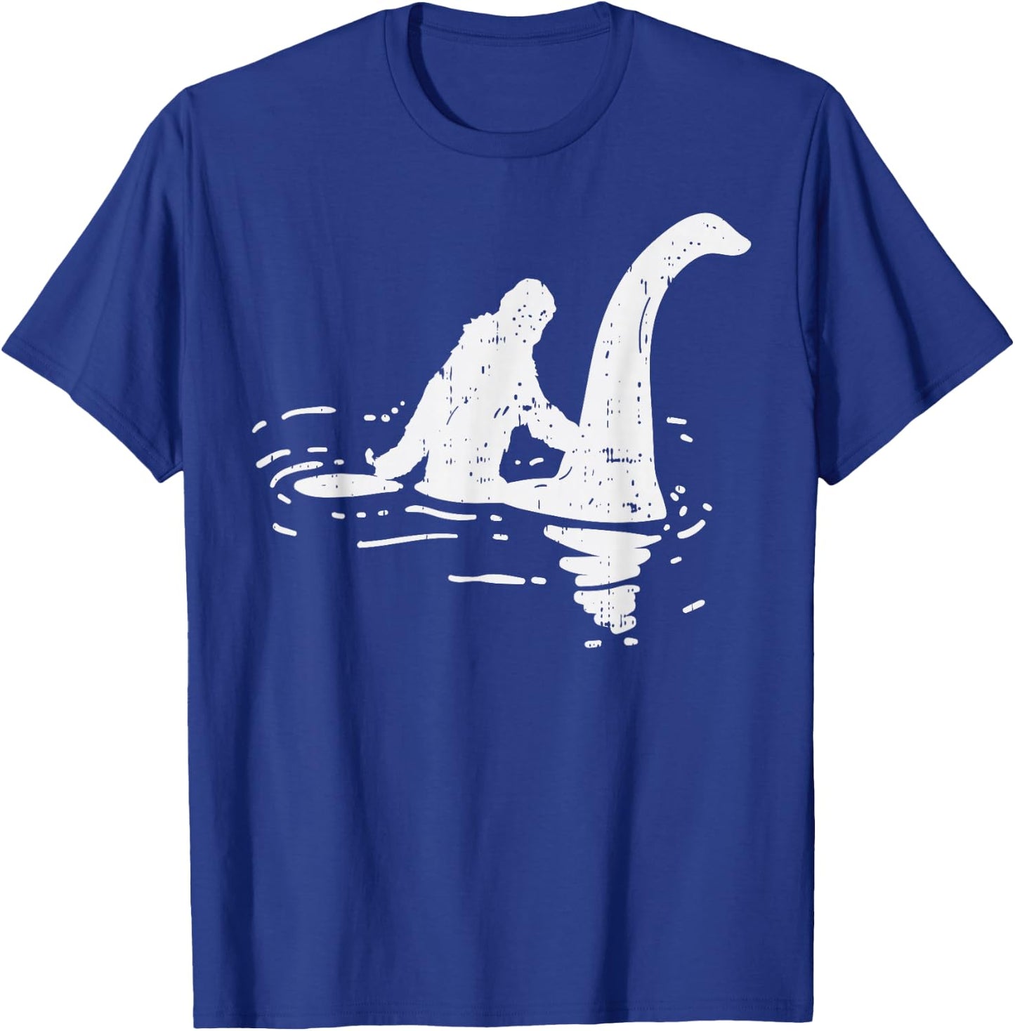Bigfoot Riding Loch Ness Funny Believe Sasquatch Nessie Gift T-Shirt - T-Shirt | Royal