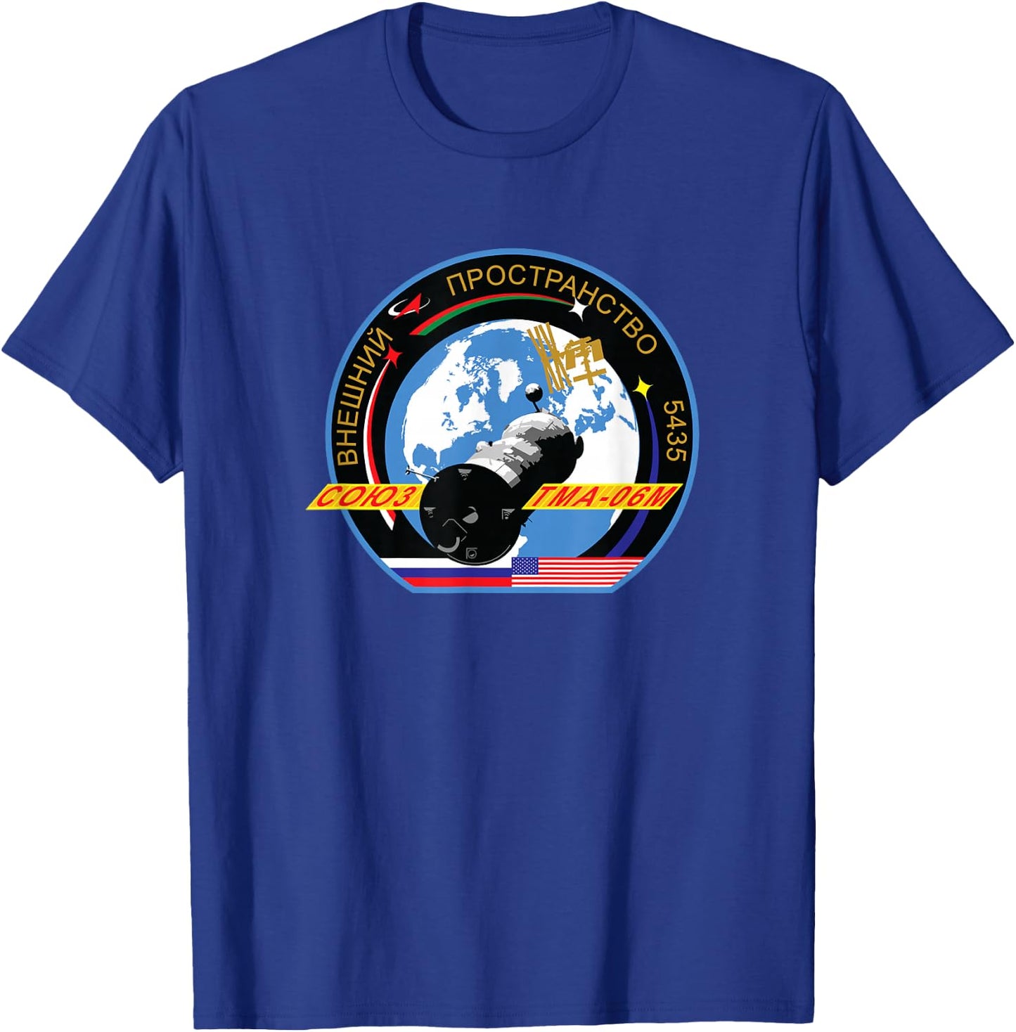 NASA Roscosmos TMA 06M Soyuz Spacecraft Mission Patch T-Shirt - T-Shirt | Royal