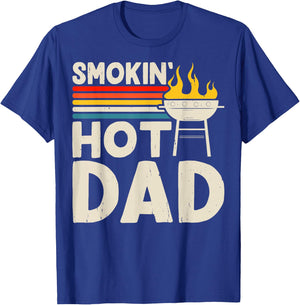 Smokin Hot Dad BBQ Grill Master Fathers Day T-Shirt - T-Shirt | Royal