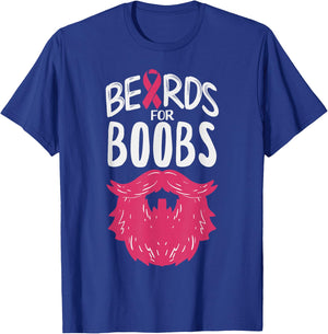 Beards For Boobs Funny Breast Cancer Awareness Support Men T-Shirt - T-Shirt | Royal