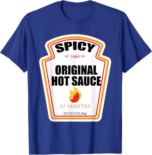 Halloween Matching Costume Spicy Chili Sauce Bottle Label T-Shirt - T-Shirt | Royal