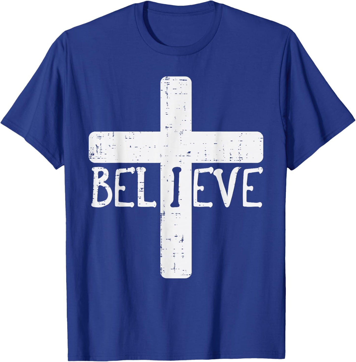 I Believe Cross God Jesus Faith Christian Men Women Kids T-Shirt - T-Shirt | Royal