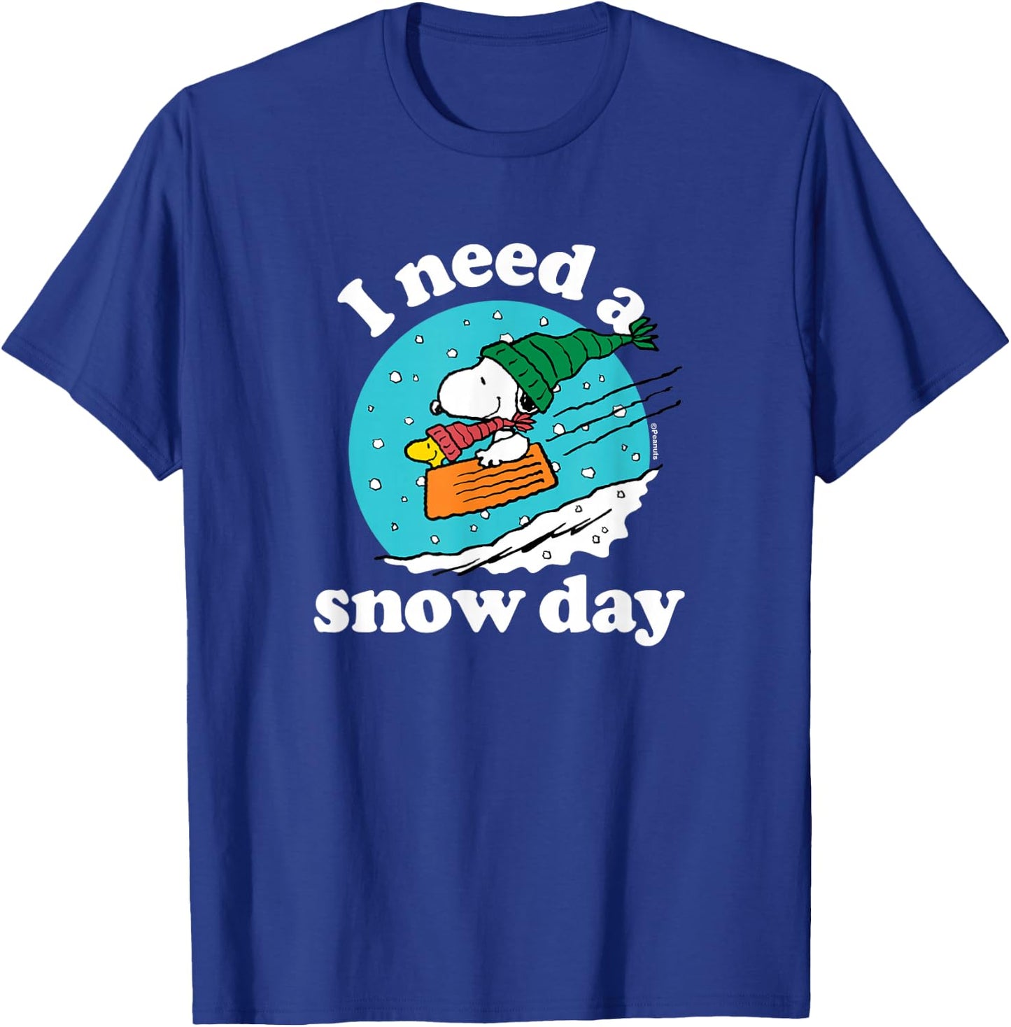 Peanuts - Christmas Snoopy - I Need A Snow Day T-Shirt - T-Shirt | Royal