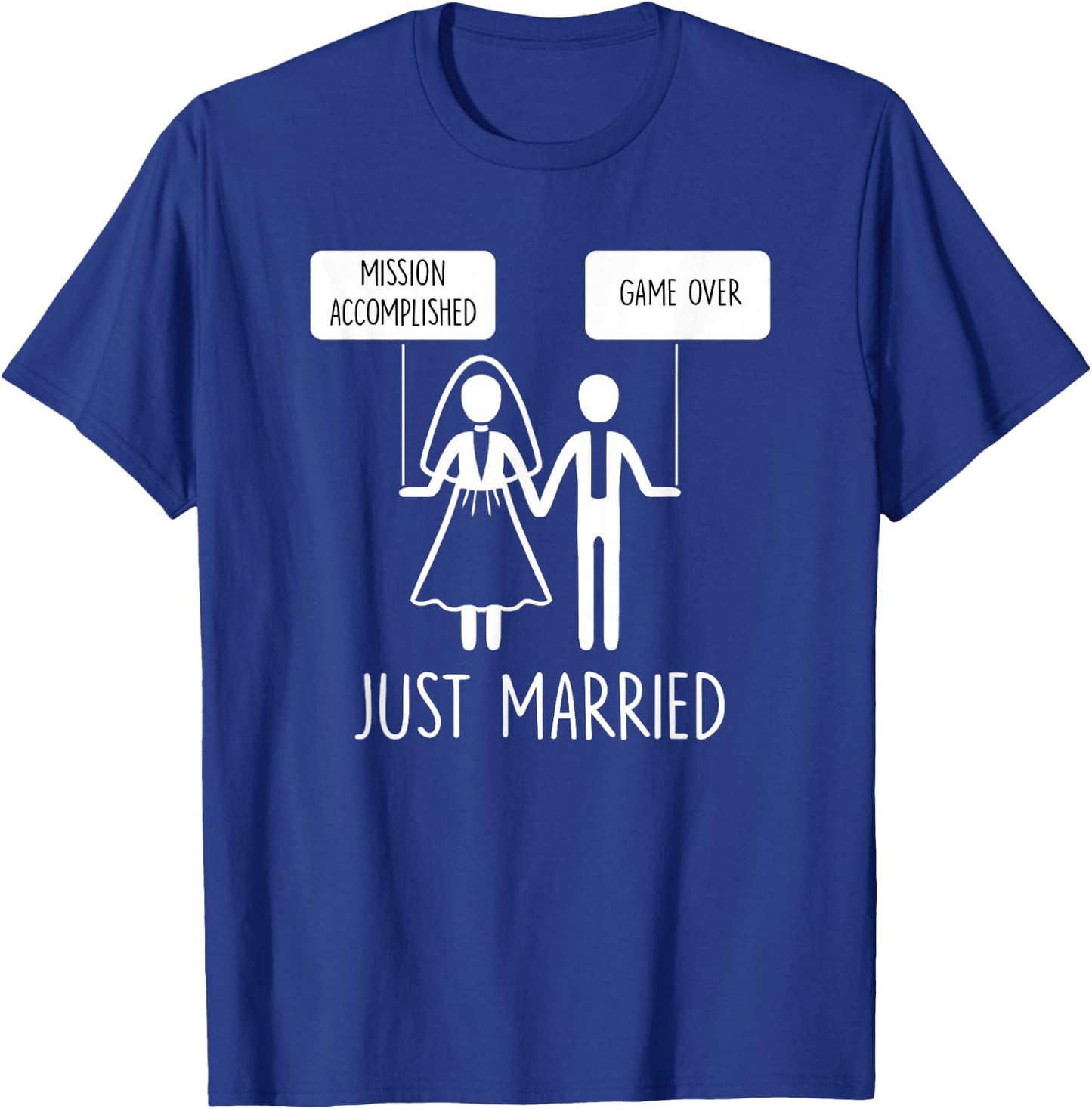 Just Married Game Over Bride Groom Line Art Minimal Men Gift T-Shirt - T-Shirt | Royal