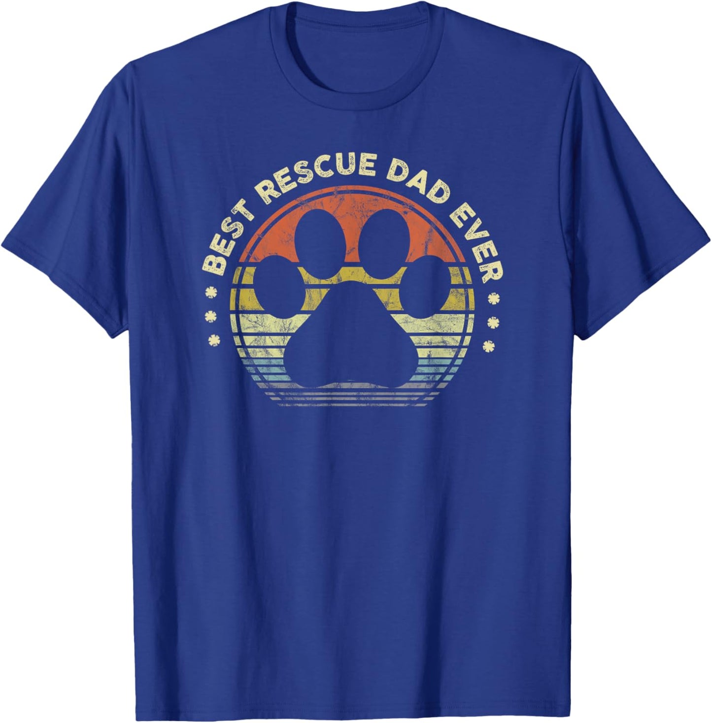 Best Rescue Dad Ever - Vintage Retro Dog Cat Lover T-Shirt - T-Shirt | Royal