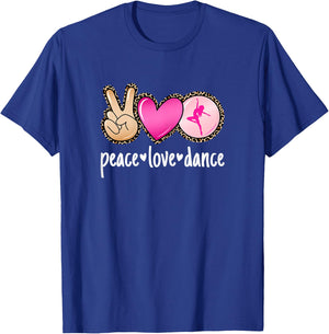 Peace Love Dance Leopard Print Mom Women Girls Cute Dancing T-Shirt - T-Shirt | Royal