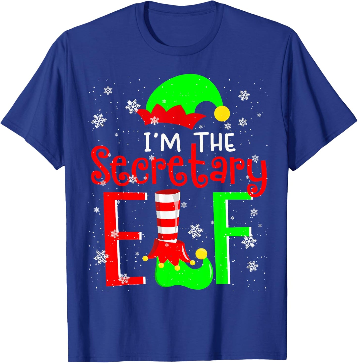 I'm The Secretary ELF Funny Christmas Elf Matching Family T-Shirt - T-Shirt | Royal