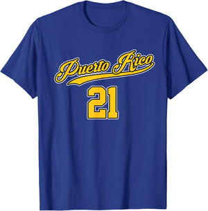 Puerto Rico Baseball 21 Santurce Boricua Baseball Fans T-Shirt - T-Shirt | Royal