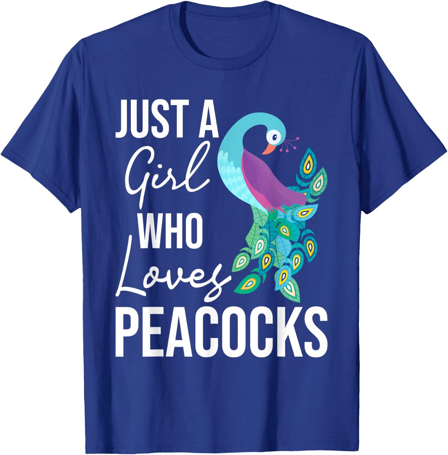 A Girl Who Loves Peacocks - Zookeeper Ornithologist T-Shirt - T-Shirt | Royal