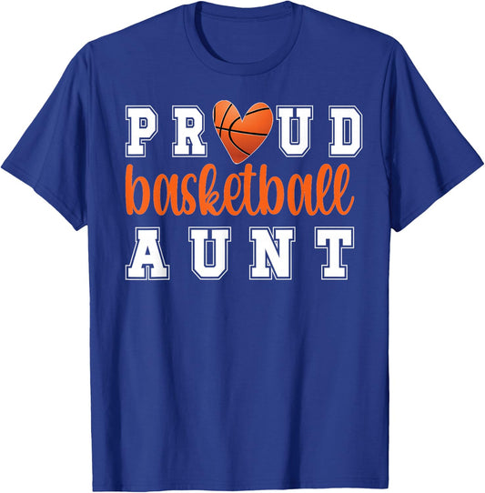 Proud Basketball Aunt | Aunt Of A Basketball Player Auntie T-Shirt - T-Shirt | Royal