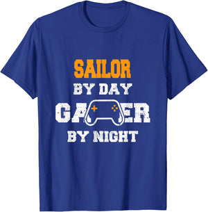 Sailor By Day Gamer By Night Gaming T-Shirt - T-Shirt | Royal