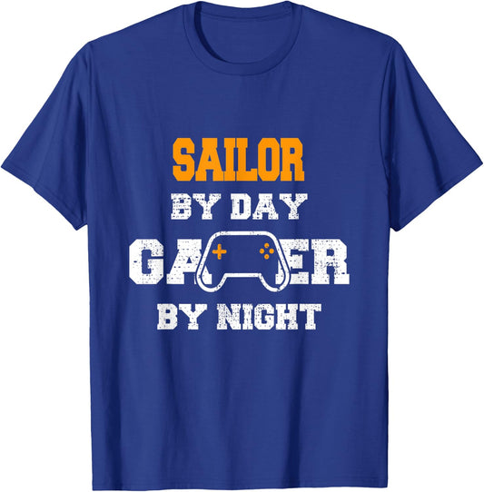 Sailor By Day Gamer By Night Gaming T-Shirt - T-Shirt | Royal