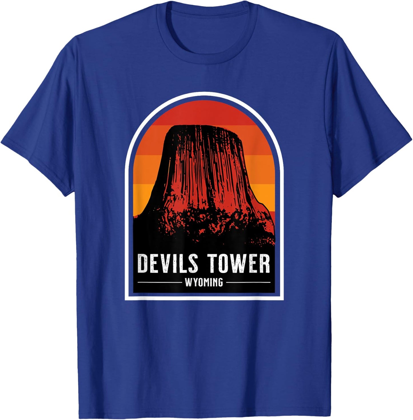 Retro Devils Tower National Monument Wyoming Hiking T-Shirt - T-Shirt | Royal