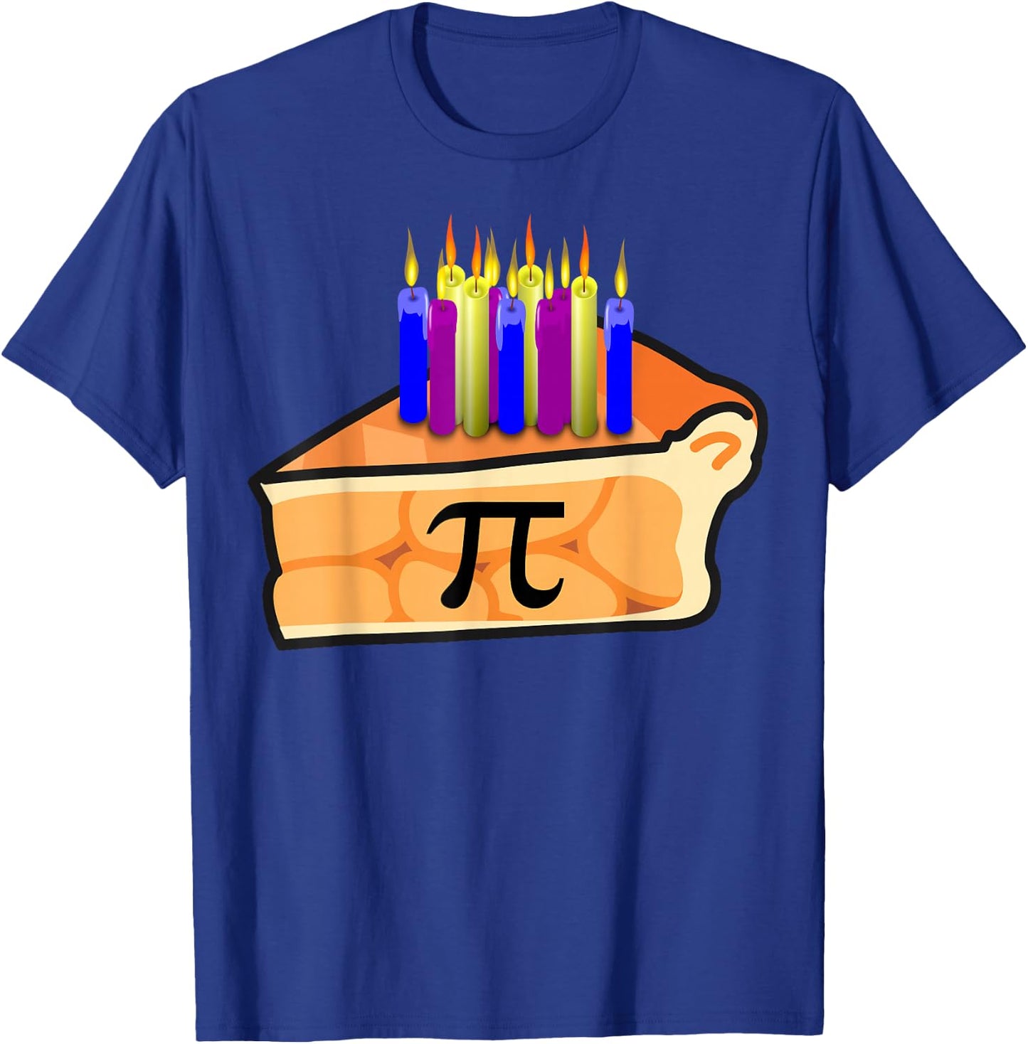 Pi Day Birthday Shirt 3.14 Math Geek Pie with Candles T-Shirt - T-Shirt | Royal
