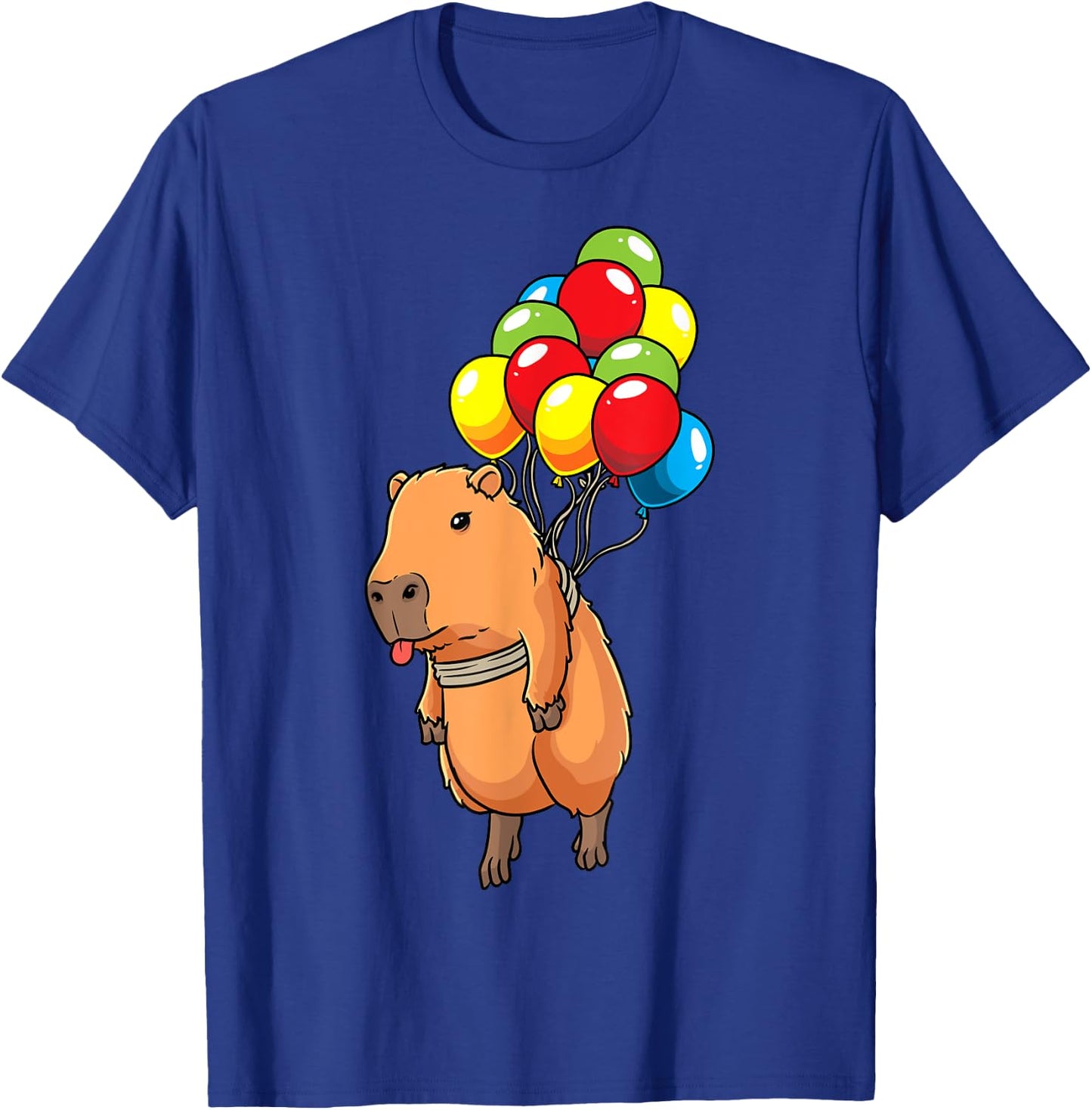 Capybara Giant Cavy Rodent With Balloons Capybara T-Shirt - T-Shirt | Royal