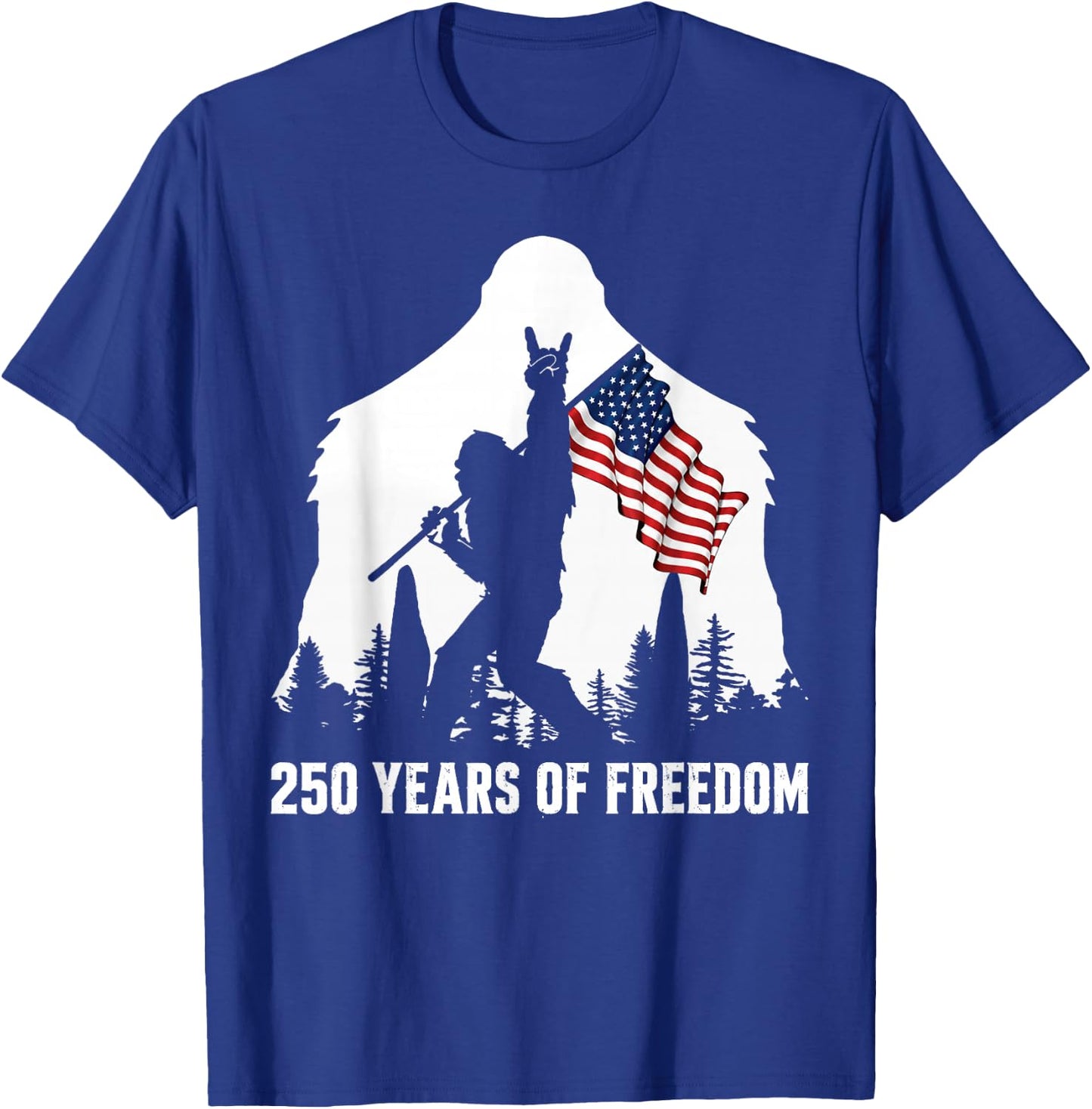 Big Foot Bigfoot Sasquatch American Flag Patriotic 4th July T-Shirt - T-Shirt | Royal